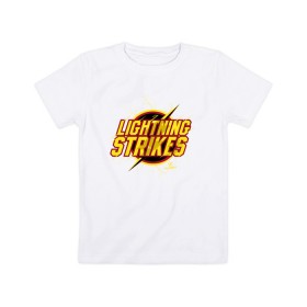 Детская футболка хлопок с принтом Lightning Strikes в Тюмени, 100% хлопок | круглый вырез горловины, полуприлегающий силуэт, длина до линии бедер | the flash | vdzabma | флэш