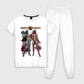 Женская пижама хлопок с принтом Mileena Kitana в Тюмени, 100% хлопок | брюки и футболка прямого кроя, без карманов, на брюках мягкая резинка на поясе и по низу штанин | Тематика изображения на принте: 