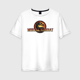 Женская футболка хлопок Oversize с принтом Mortal Kombat в Тюмени, 100% хлопок | свободный крой, круглый ворот, спущенный рукав, длина до линии бедер
 | logo | mortal kombat | vdkarsve | логотип | мк 9 | мортал комбат