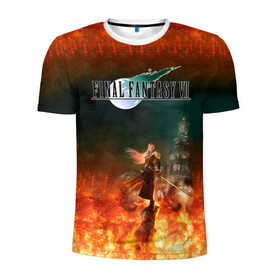 Мужская футболка 3D спортивная с принтом Final Fantasy VII Remake в Тюмени, 100% полиэстер с улучшенными характеристиками | приталенный силуэт, круглая горловина, широкие плечи, сужается к линии бедра | final fantasy vii remake | game | gamer | игра | шутер