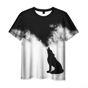 Мужская футболка 3D с принтом Galaxy wolf в Тюмени, 100% полиэфир | прямой крой, круглый вырез горловины, длина до линии бедер | dreams | galaxy wolf | psicodelic | space | wolf | абстракция | волк | волк выдыхает  космос | волк космос | вселенная | галактика | дым | космос | космос арт | космос из дыма | небо | психоделика