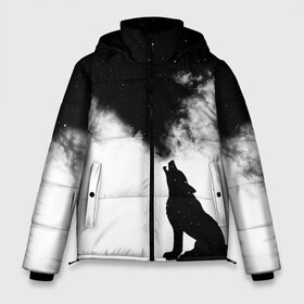 Мужская зимняя куртка 3D с принтом Galaxy wolf в Тюмени, верх — 100% полиэстер; подкладка — 100% полиэстер; утеплитель — 100% полиэстер | длина ниже бедра, свободный силуэт Оверсайз. Есть воротник-стойка, отстегивающийся капюшон и ветрозащитная планка. 

Боковые карманы с листочкой на кнопках и внутренний карман на молнии. | Тематика изображения на принте: dreams | galaxy wolf | psicodelic | space | wolf | абстракция | волк | волк выдыхает  космос | волк космос | вселенная | галактика | дым | космос | космос арт | космос из дыма | небо | психоделика