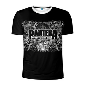 Мужская футболка 3D спортивная с принтом PANTERA. в Тюмени, 100% полиэстер с улучшенными характеристиками | приталенный силуэт, круглая горловина, широкие плечи, сужается к линии бедра | Тематика изображения на принте: pantera | американская метал группа | грув метал | группа | музыка | пантера | рок | рок группа