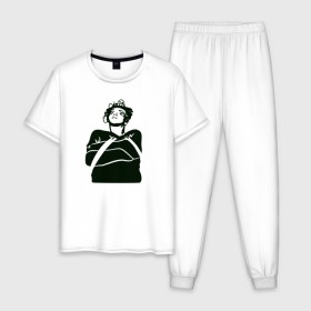 Мужская пижама хлопок с принтом Заводной апельсин в Тюмени, 100% хлопок | брюки и футболка прямого кроя, без карманов, на брюках мягкая резинка на поясе и по низу штанин
 | 