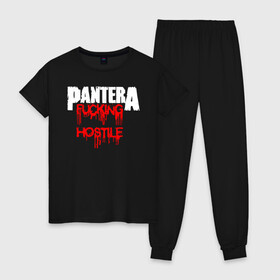 Женская пижама хлопок с принтом Pantera в Тюмени, 100% хлопок | брюки и футболка прямого кроя, без карманов, на брюках мягкая резинка на поясе и по низу штанин | american | anselmo | havy metal | pantera | philip anselmo | trash metal | ансельмо | пантера | фил ансельмо