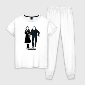 Женская пижама хлопок с принтом The Shining в Тюмени, 100% хлопок | брюки и футболка прямого кроя, без карманов, на брюках мягкая резинка на поясе и по низу штанин | the shining | vdosadir | сияние | стэнли кубрик