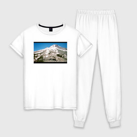 Женская пижама хлопок с принтом The Shining Landscape в Тюмени, 100% хлопок | брюки и футболка прямого кроя, без карманов, на брюках мягкая резинка на поясе и по низу штанин | the shining | vdosadir | горы | пейзаж | сияние | стэнли кубрик
