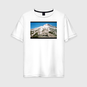 Женская футболка хлопок Oversize с принтом The Shining Landscape в Тюмени, 100% хлопок | свободный крой, круглый ворот, спущенный рукав, длина до линии бедер
 | the shining | vdosadir | горы | пейзаж | сияние | стэнли кубрик