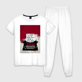 Женская пижама хлопок с принтом The Shining Typewriter в Тюмени, 100% хлопок | брюки и футболка прямого кроя, без карманов, на брюках мягкая резинка на поясе и по низу штанин | the shining | vdosadir | сияние | стэнли кубрик