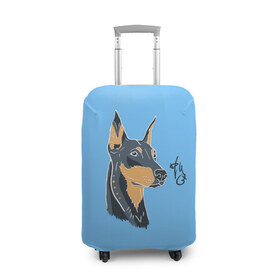 Чехол для чемодана 3D с принтом Doberman в Тюмени, 86% полиэфир, 14% спандекс | двустороннее нанесение принта, прорези для ручек и колес | art | doberman | dog | drawing | print | арт | добер | доберман | песик | рисунок | собака | стиль | фанарт