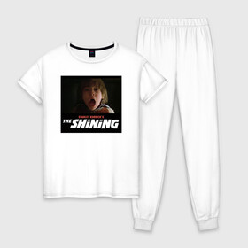 Женская пижама хлопок с принтом The Shining Danny Torrens в Тюмени, 100% хлопок | брюки и футболка прямого кроя, без карманов, на брюках мягкая резинка на поясе и по низу штанин | the shining | vdosadir | дэнни торренс | сияние | стэнли кубрик