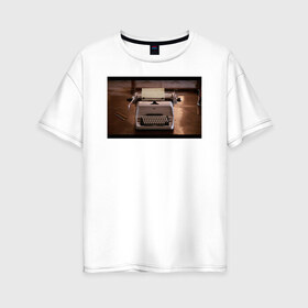 Женская футболка хлопок Oversize с принтом The Shining Typewriter Frame в Тюмени, 100% хлопок | свободный крой, круглый ворот, спущенный рукав, длина до линии бедер
 | the shining | vdosadir | сияние | стэнли кубрик