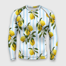 Мужской рашгард 3D с принтом Лимоны в Тюмени,  |  | texture | абстракт | абстракция | весна | лайм | лимон | лимоны | линии | листья | полосы | стиль | текстура