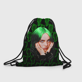 Рюкзак-мешок 3D с принтом BILLIE EILISH в Тюмени, 100% полиэстер | плотность ткани — 200 г/м2, размер — 35 х 45 см; лямки — толстые шнурки, застежка на шнуровке, без карманов и подкладки | bad | bill | billie | eil | eili | eilish | guy | music | ocean | айлиш | айлишь | беляш | бил | билли | девочке | девушке | женщине | мальчику | мужчине | музыка | музыкант | парню | певица | эйл | эйли | эйлиш | эйлишь