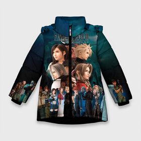 Зимняя куртка для девочек 3D с принтом Final Fantasy VII Remake в Тюмени, ткань верха — 100% полиэстер; подклад — 100% полиэстер, утеплитель — 100% полиэстер. | длина ниже бедра, удлиненная спинка, воротник стойка и отстегивающийся капюшон. Есть боковые карманы с листочкой на кнопках, утяжки по низу изделия и внутренний карман на молнии. 

Предусмотрены светоотражающий принт на спинке, радужный светоотражающий элемент на пуллере молнии и на резинке для утяжки. | баррет уоллес | мидгар. шинра. лавина. клауд страйф | солдат | тифа
