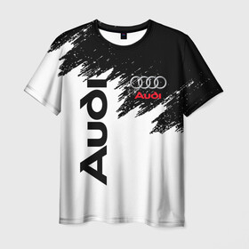 Мужская футболка 3D с принтом AUDI в Тюмени, 100% полиэфир | прямой крой, круглый вырез горловины, длина до линии бедер | audi | auto | rs | sport | авто | автомобиль | автомобильные | ауди | бренд | марка | машины | спорт