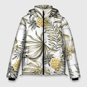 Мужская зимняя куртка 3D с принтом Тропики хаки в Тюмени, верх — 100% полиэстер; подкладка — 100% полиэстер; утеплитель — 100% полиэстер | длина ниже бедра, свободный силуэт Оверсайз. Есть воротник-стойка, отстегивающийся капюшон и ветрозащитная планка. 

Боковые карманы с листочкой на кнопках и внутренний карман на молнии. | art | doodling | textures | tiles | ананас | гавайский | дудлинг | летний | лето | листья | листья пальмы | монстера | море | пальма | пальмы | паттерн | растения | растительный | рисунок | рисунок пальмы | тайлы