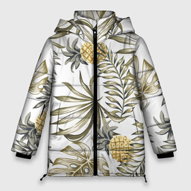 Женская зимняя куртка 3D с принтом Тропики хаки в Тюмени, верх — 100% полиэстер; подкладка — 100% полиэстер; утеплитель — 100% полиэстер | длина ниже бедра, силуэт Оверсайз. Есть воротник-стойка, отстегивающийся капюшон и ветрозащитная планка. 

Боковые карманы с листочкой на кнопках и внутренний карман на молнии | art | doodling | textures | tiles | ананас | гавайский | дудлинг | летний | лето | листья | листья пальмы | монстера | море | пальма | пальмы | паттерн | растения | растительный | рисунок | рисунок пальмы | тайлы