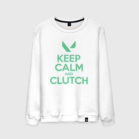 Мужской свитшот хлопок с принтом KEEP CALM CLUTCH в Тюмени, 100% хлопок |  | Тематика изображения на принте: breach | cs go | cypher | jett | league of legends | legends of runeterra | lol | omen | overwatch | phoenix | riot | riot games | sage | sona | sova | valorant | viper | валорант | кс го | лига легенд | лол