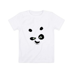 Детская футболка хлопок с принтом кунг фу панда морда в Тюмени, 100% хлопок | круглый вырез горловины, полуприлегающий силуэт, длина до линии бедер | Тематика изображения на принте: 