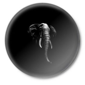Значок с принтом Слон в Тюмени,  металл | круглая форма, металлическая застежка в виде булавки | арт | животные | звери | слон | слоны