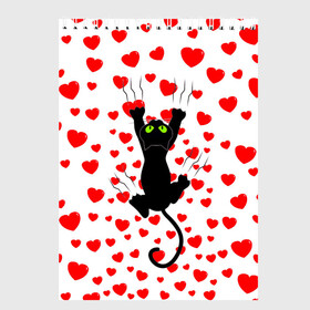 Скетчбук с принтом Котейка в Тюмени, 100% бумага
 | 48 листов, плотность листов — 100 г/м2, плотность картонной обложки — 250 г/м2. Листы скреплены сверху удобной пружинной спиралью | animal | cat | love | животное | животные | кот | котенок | кошка | любовь | сердечки | хвост | черная
