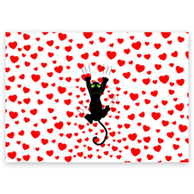 Поздравительная открытка с принтом Котейка в Тюмени, 100% бумага | плотность бумаги 280 г/м2, матовая, на обратной стороне линовка и место для марки
 | animal | cat | love | животное | животные | кот | котенок | кошка | любовь | сердечки | хвост | черная