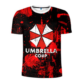Мужская футболка 3D спортивная с принтом UMBRELLA в Тюмени, 100% полиэстер с улучшенными характеристиками | приталенный силуэт, круглая горловина, широкие плечи, сужается к линии бедра | Тематика изображения на принте: biohazard | blood | coronavirus | evil | monster | resident evil | umbrella | virus | абстракция | амбрелла | вирус | игра | коронавирус | кровь | логотип | монстр | опасность | пандемия