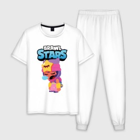 Мужская пижама хлопок с принтом Sandy Brawl Stars в Тюмени, 100% хлопок | брюки и футболка прямого кроя, без карманов, на брюках мягкая резинка на поясе и по низу штанин
 | 