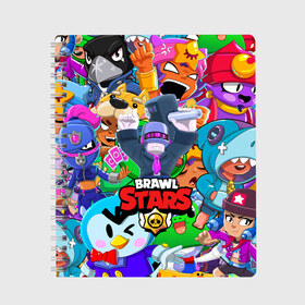 Тетрадь с принтом BRAWL STARS DJ FRANK в Тюмени, 100% бумага | 48 листов, плотность листов — 60 г/м2, плотность картонной обложки — 250 г/м2. Листы скреплены сбоку удобной пружинной спиралью. Уголки страниц и обложки скругленные. Цвет линий — светло-серый
 | Тематика изображения на принте: 8 bit | 8 бит | bibi | brawl stars | crow | el brown | leon | leon shark | max | mr.p | phoenix | sally leon | shark | sprout | stars | virus | werewolf | акула | биби | вирус | ворон | леон | оборотень | пингвин