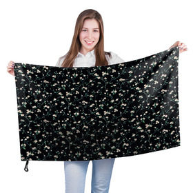 Флаг 3D с принтом Сакура на черном в Тюмени, 100% полиэстер | плотность ткани — 95 г/м2, размер — 67 х 109 см. Принт наносится с одной стороны | сакура | узоры | цветы | черная