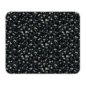 Коврик для мышки прямоугольный с принтом Сакура на черном в Тюмени, натуральный каучук | размер 230 х 185 мм; запечатка лицевой стороны | сакура | узоры | цветы | черная