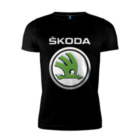 Мужская футболка хлопок Slim с принтом Skoda в Тюмени, 92% хлопок, 8% лайкра | приталенный силуэт, круглый вырез ворота, длина до линии бедра, короткий рукав | 