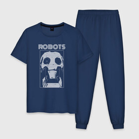Мужская пижама хлопок с принтом Robots в Тюмени, 100% хлопок | брюки и футболка прямого кроя, без карманов, на брюках мягкая резинка на поясе и по низу штанин
 | love death  robots | love death and robots | love death robots | sonnies edge | the witness | witness | zima blue