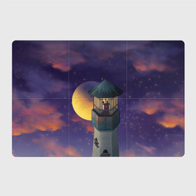 Магнитный плакат 3Х2 с принтом To the Moon 3D в Тюмени, Полимерный материал с магнитным слоем | 6 деталей размером 9*9 см | lighthouse | moon | night | pair | silhouettes | stars | to the moon | звёзды | луна | маяк | ночь | пара | силуэты