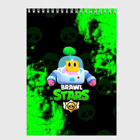 Скетчбук с принтом BRAWL STARS SPROUT в Тюмени, 100% бумага
 | 48 листов, плотность листов — 100 г/м2, плотность картонной обложки — 250 г/м2. Листы скреплены сверху удобной пружинной спиралью | brawl | brawl stars | brawl stars sprout | clash | sprout | бравл старс | игра | мобильные игры | спраут