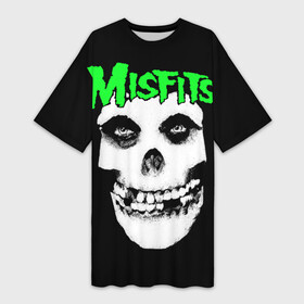 Платье-футболка 3D с принтом Misfits в Тюмени,  |  | clash | cure | horror | linkin park | misfits | punk | punkrock | ramones | корольишут | панкрок