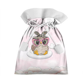 Подарочный 3D мешок с принтом Милая сова на облачках в Тюмени, 100% полиэстер | Размер: 29*39 см | девочка | милашка | милая | милая сова | облака | облачка | сова | сова в очках | сова девочка | совенок | совушка
