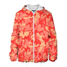 Мужская куртка 3D с принтом Оранжевый камуфляж в Тюмени, ткань верха — 100% полиэстер, подклад — флис | прямой крой, подол и капюшон оформлены резинкой с фиксаторами, два кармана без застежек по бокам, один большой потайной карман на груди. Карман на груди застегивается на липучку | camouflage | camuflage | kamouflage | orange | pink | абстракция | камуфляж | комуфляж | оранжевый | пятна | розовый