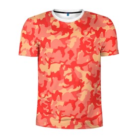 Мужская футболка 3D спортивная с принтом Оранжевый камуфляж в Тюмени, 100% полиэстер с улучшенными характеристиками | приталенный силуэт, круглая горловина, широкие плечи, сужается к линии бедра | camouflage | camuflage | kamouflage | orange | pink | абстракция | камуфляж | комуфляж | оранжевый | пятна | розовый