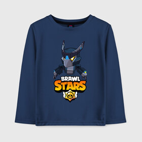 Детский лонгслив хлопок с принтом BRAWL STARS CROW BLACK в Тюмени, 100% хлопок | круглый вырез горловины, полуприлегающий силуэт, длина до линии бедер | bibi | brawl stars | crow | leon | leon shark | max | mecha crow | mr.p | phoenix | sally leon | sprout | stars | unicorn | virus 8 bit | werewolf | биби | ворон | леон | оборотень | пингвин