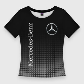 Женская футболка 3D Slim с принтом MERCEDES BENZ в Тюмени,  |  | amg | auto | brabus | mercedes | sport | авто | автомобиль | автомобильные | амг | брабус | бренд | марка | машины | мерседес | спорт