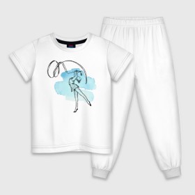 Детская пижама хлопок с принтом художественная гимнастика в Тюмени, 100% хлопок |  брюки и футболка прямого кроя, без карманов, на брюках мягкая резинка на поясе и по низу штанин
 | гимнастика | гимнастка | девушка | танец | художественная гимнастика