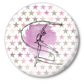 Значок с принтом gymnastics в Тюмени,  металл | круглая форма, металлическая застежка в виде булавки | gymnastics | гимнастика | художественная гимнастика
