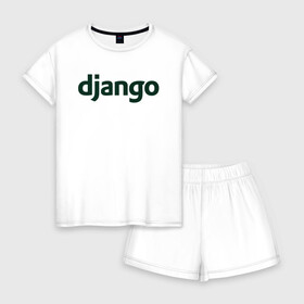 Женская пижама с шортиками хлопок с принтом Django в Тюмени, 100% хлопок | футболка прямого кроя, шорты свободные с широкой мягкой резинкой | django | джанго