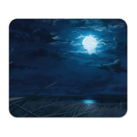 Коврик для мышки прямоугольный с принтом Ночное поле в Тюмени, натуральный каучук | размер 230 х 185 мм; запечатка лицевой стороны | луна | небо | ночь | облака | поле