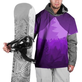 Накидка на куртку 3D с принтом Ночные горы в Тюмени, 100% полиэстер |  | Тематика изображения на принте: горы | звёздное небо | звёзды | лес | небо | ночь | фиолетовый