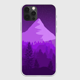 Чехол для iPhone 12 Pro Max с принтом Ночные горы в Тюмени, Силикон |  | Тематика изображения на принте: горы | звёздное небо | звёзды | лес | небо | ночь | фиолетовый