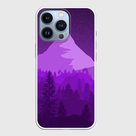 Чехол для iPhone 13 Pro с принтом Ночные горы в Тюмени,  |  | горы | звёздное небо | звёзды | лес | небо | ночь | фиолетовый