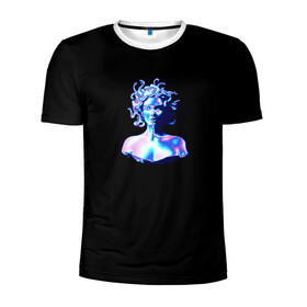 Мужская футболка 3D спортивная с принтом WAPORWAVE в Тюмени, 100% полиэстер с улучшенными характеристиками | приталенный силуэт, круглая горловина, широкие плечи, сужается к линии бедра | waporwave | блеск | голография | медуза